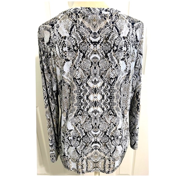 INC International Concepts, Snake Print, V Neckline Long Sleeve Top - Picture 3 of 7